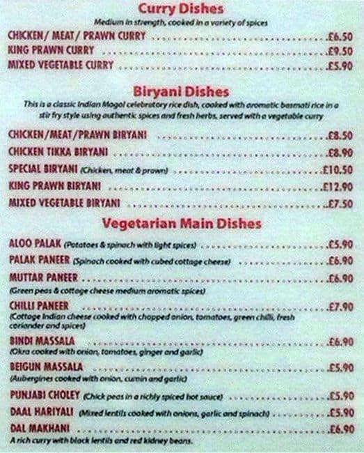 Menu at Spice Garden restaurant, Borehamwood, 209 Shenley Rd