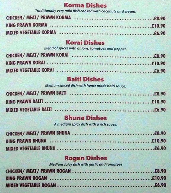 Menu at Spice Garden restaurant, Borehamwood, 209 Shenley Rd