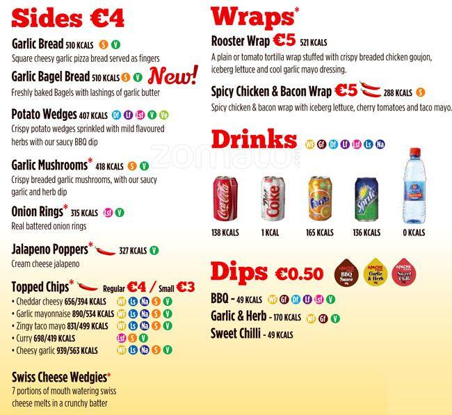 Apache Pizza menu