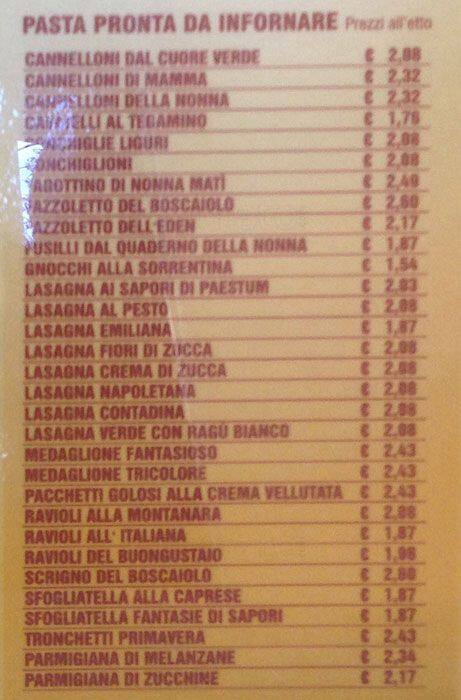 Menu di La Contadina 