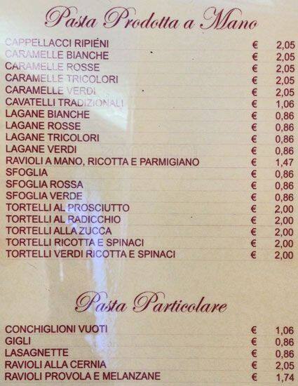 Menu di La Contadina 