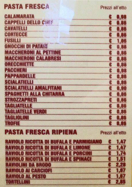 Menu di La Contadina 