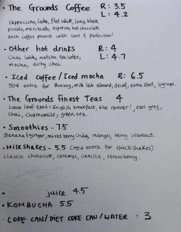Carta de B-line Cafe