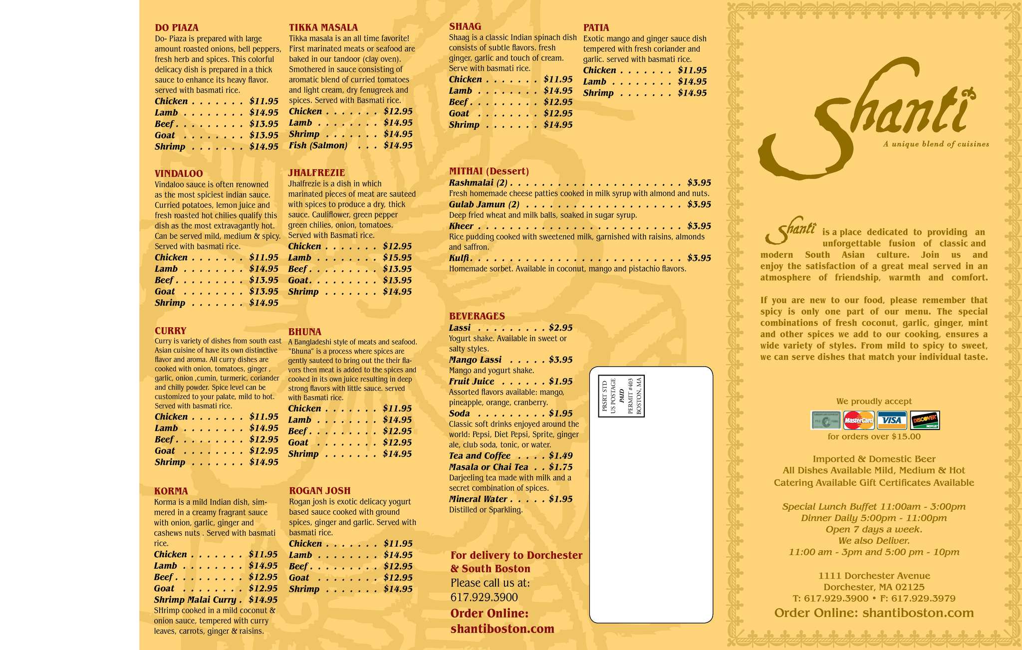 Shanti menu