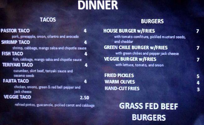 Quickie Pickie menu