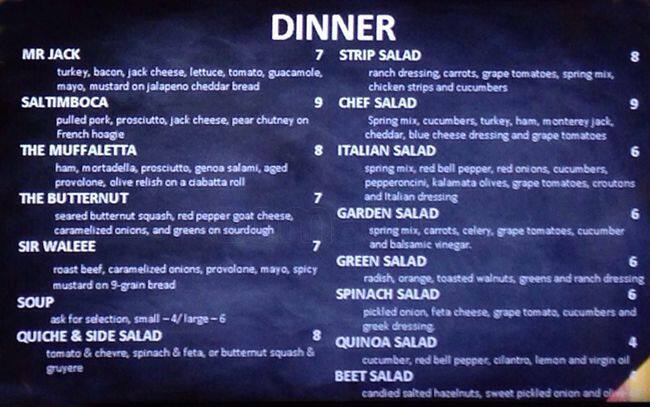 Quickie Pickie menu