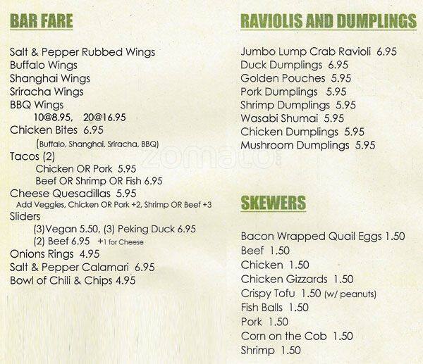 Bar Ly menu