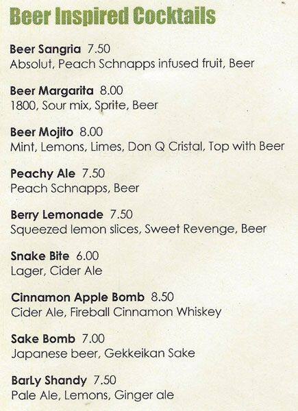 Bar Ly menu