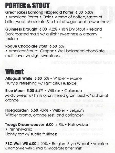 Bar Ly menu