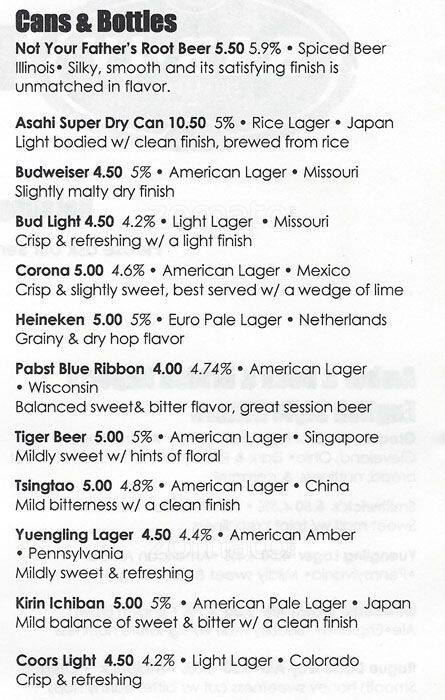 Bar Ly menu