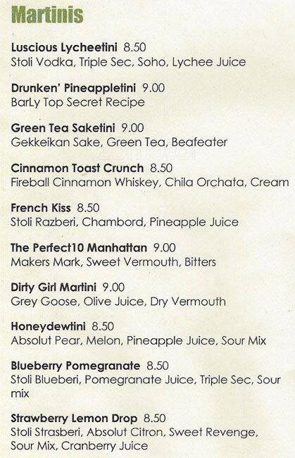 Bar Ly menu