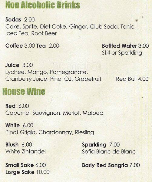 Bar Ly menu