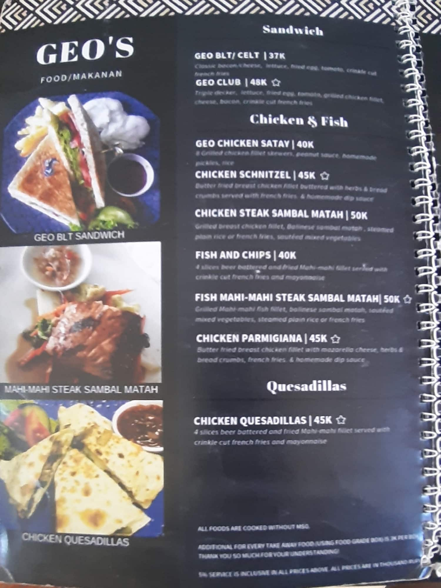 Menu At Geo Coffee And Roastery House Cafe Kuta 4386