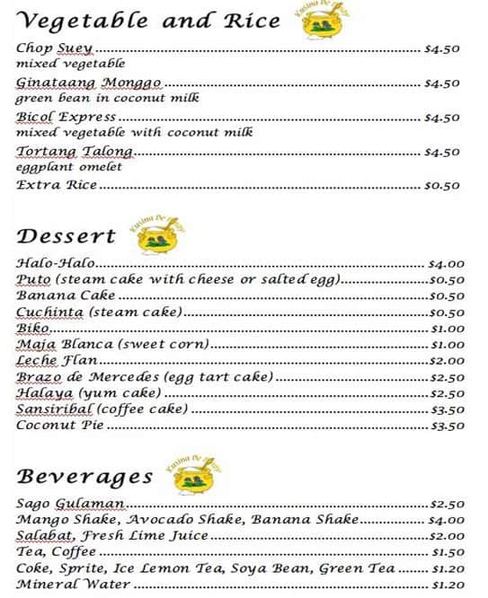 Kusina De Pinoy メニュー