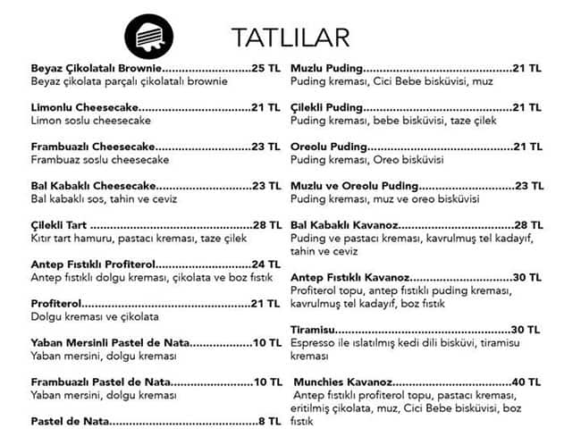 5 Moda Menu Menu For 5 Moda Moda Istanbul