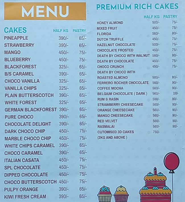 Sin City Cakes and Bakes. menu
