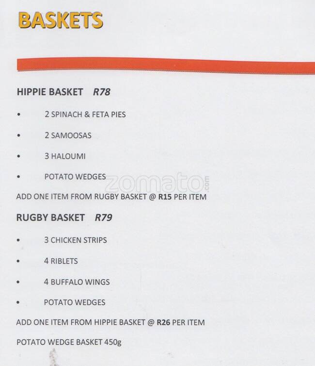 Menu at Mish Mash restaurant, Johannesburg