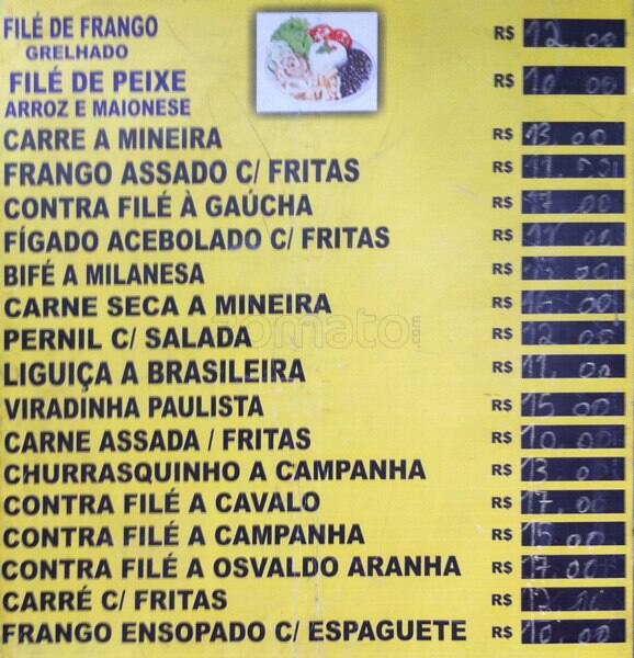 Bar Sonho do Flamengo cardápio