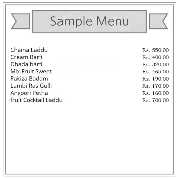 Haqiqat Sweets menu