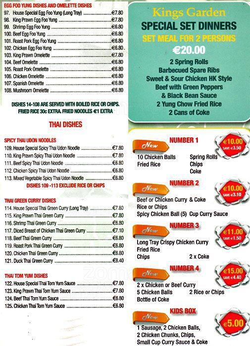 Kings Gardens Menu Menu For Kings Gardens Tallaght Dublin