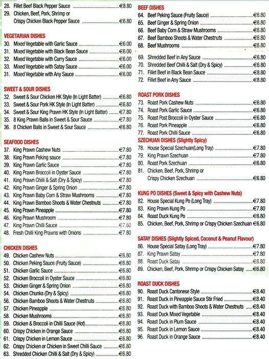 Kings Gardens Menu Menu For Kings Gardens Tallaght Dublin