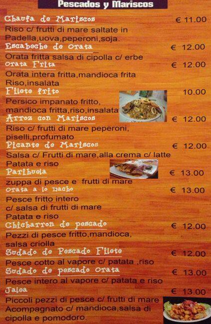 Menu di Fortaleza del Inca 