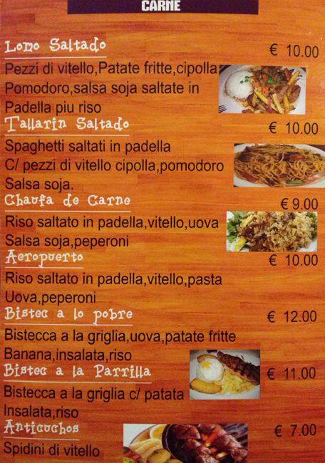 Menu di Fortaleza del Inca 