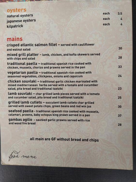 Lusso Tapas menu