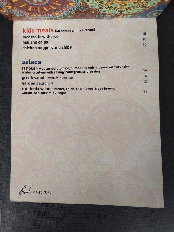 Lusso Tapas menu