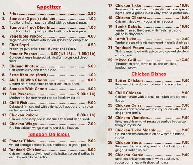 King Sweets & Restaurant Menu Urbanspoon/Zomato