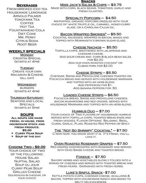 Menu at Snapshots Lounge pub & bar, Granville