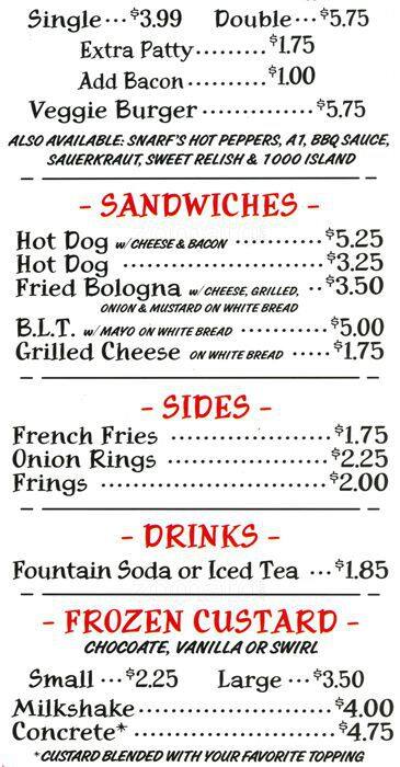 Snarfburger Menu, Menu for Snarfburger, Boulder, Boulder - Urbanspoon/Zomato