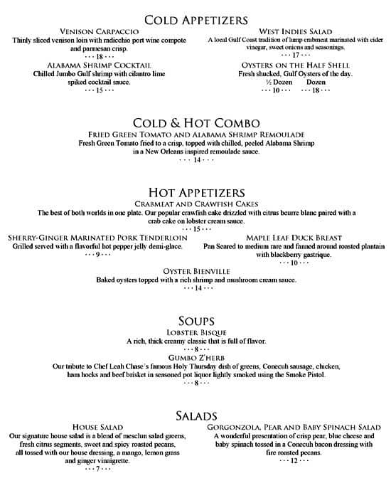 Dauphin's a Mobile Bay Foto del Menu con Prezzi Urbanspoon/Zomato