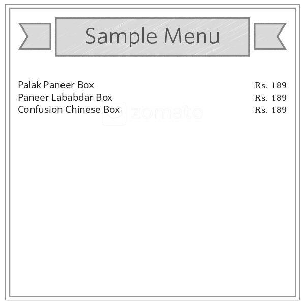 Menu of Confusion Box, Devendra Nagar, Raipur