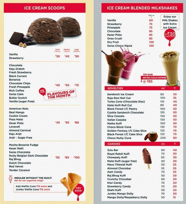 Havmor Menu, Menu for Havmor, Adajan Patiya, Surat Zomato