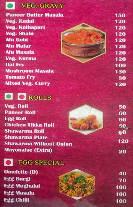 Kabab Mehal menu