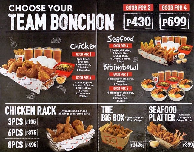 Menu at BonChon Chicken SM Megamall restaurant, Quezon City, H3M4+CR3