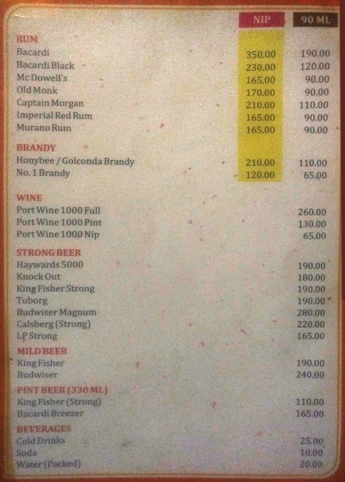 SUDARSHAN BAR RESTAURANT & LODGE menu