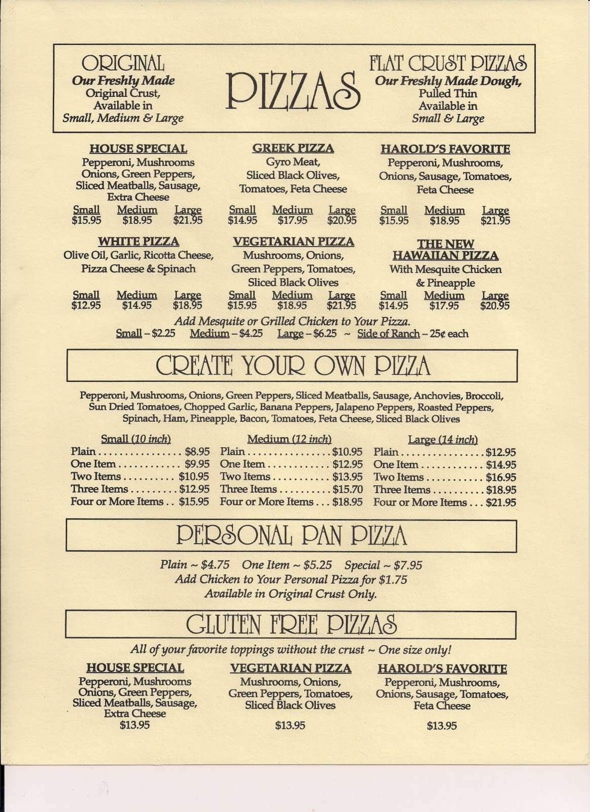 Menu At Harold s Restaurant Virginia Beach facebook