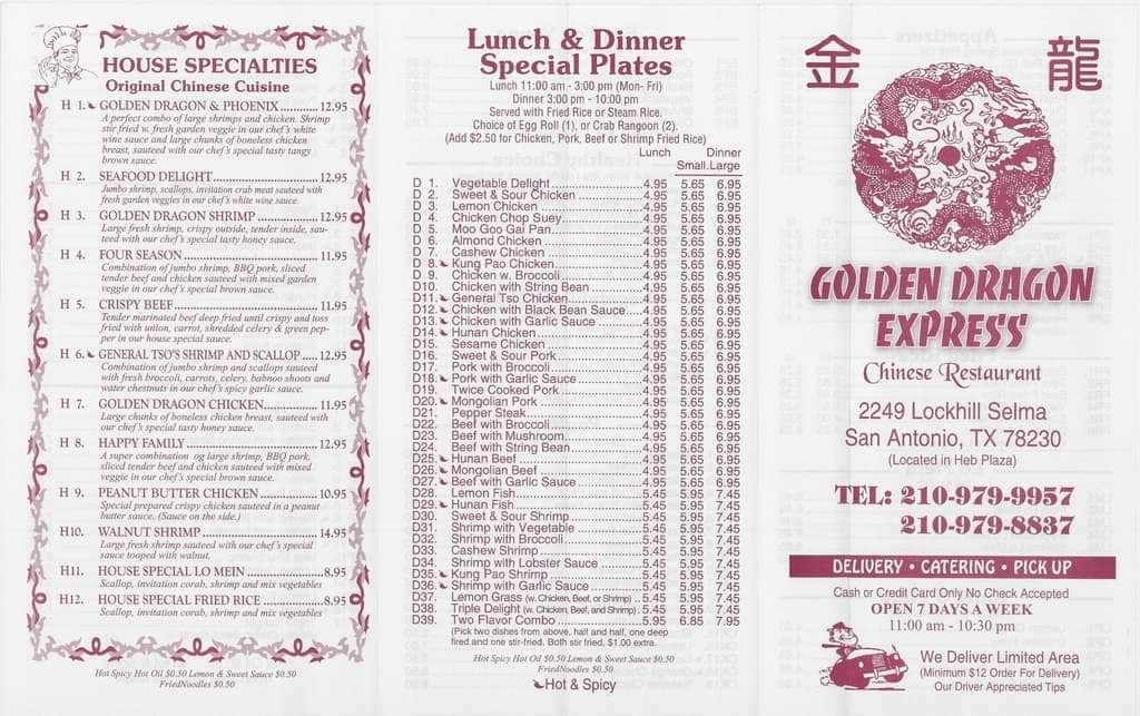 golden dragon restaurant menu