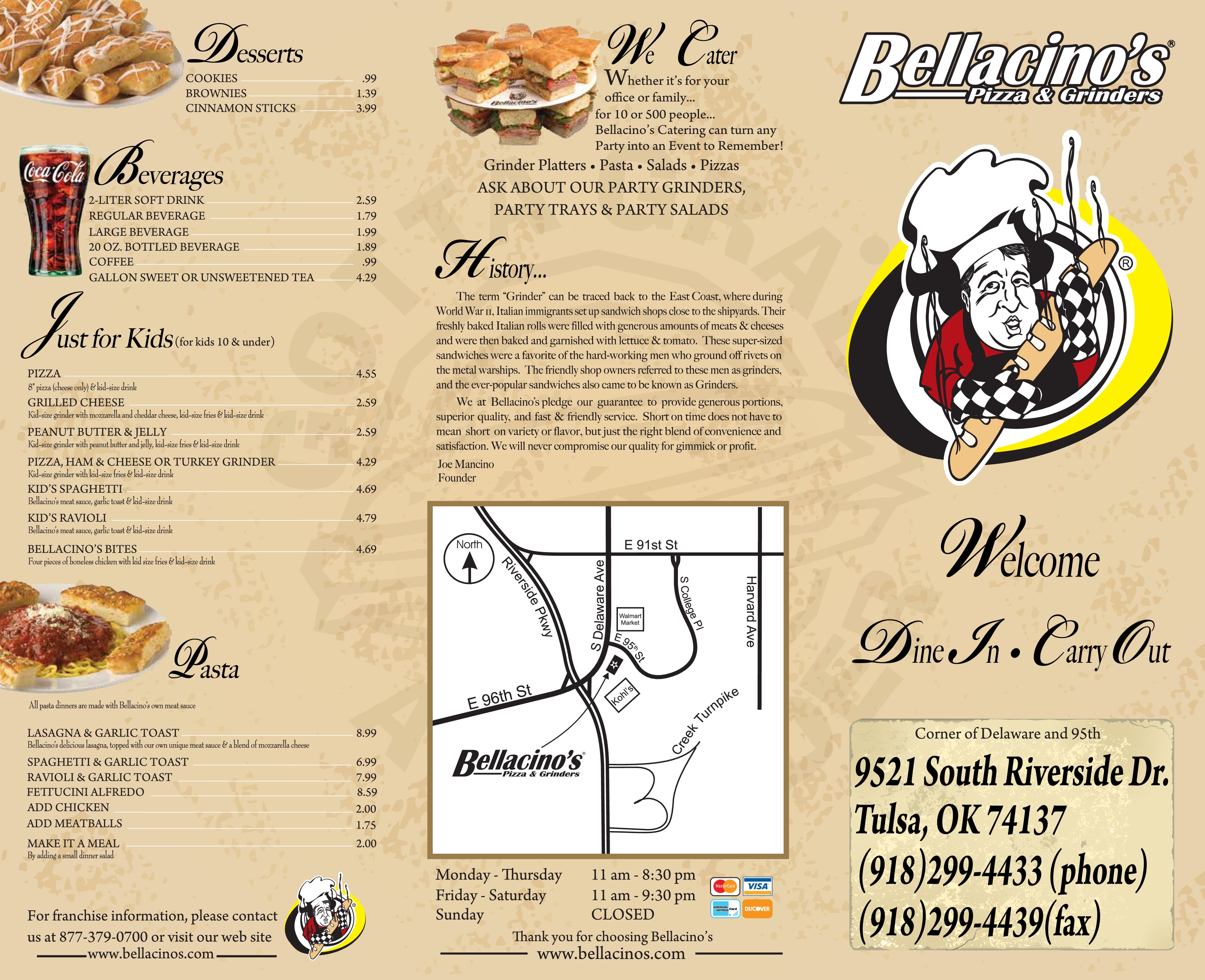 Bellacino's Pizza & Grinders Menu Urbanspoon/Zomato