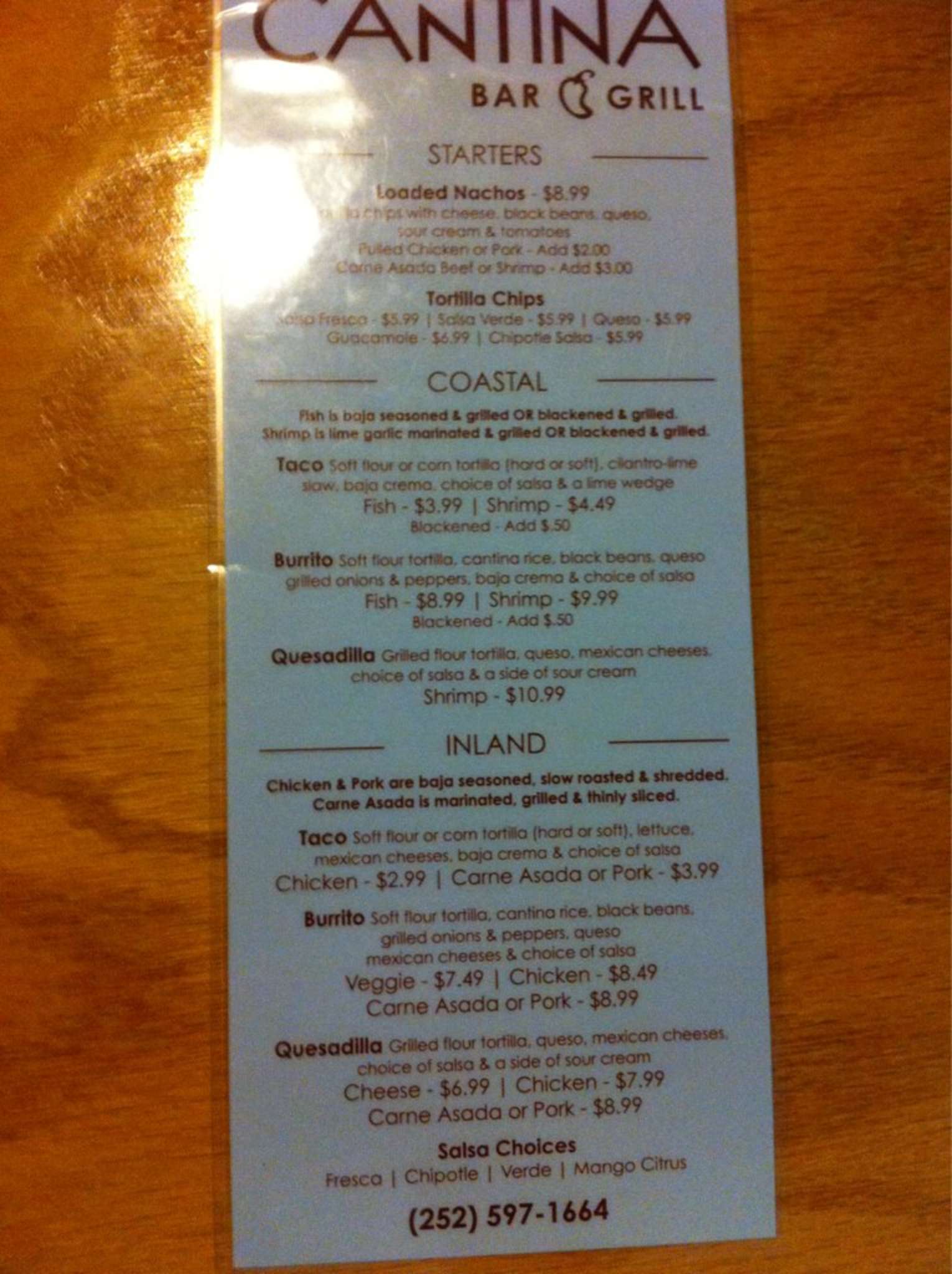 Corolla Cantina Menu, Menu for Corolla Cantina, Corolla, Corolla