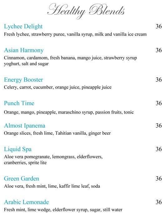 Mosaic Chill Kempinski Hotel Mall of the Emirates Menu Zomato