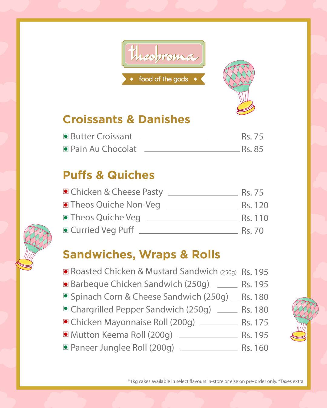 Theobroma Bakery and Cake Shop - Bandra Kurla Complex, Mumbai menu