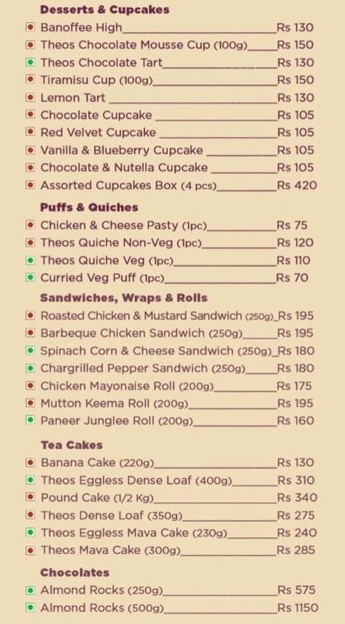 Theobroma Bakery and Cake Shop - Peddar Road, Mumbai menu