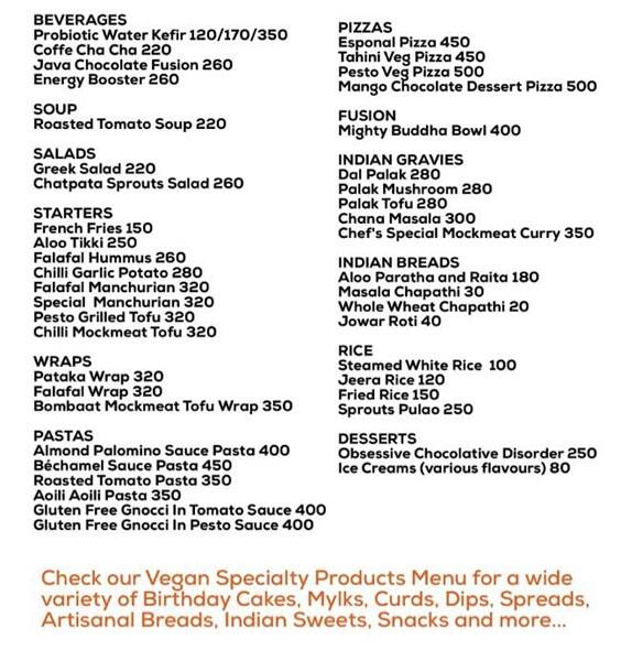 Carrots Cloud Kitchen menu