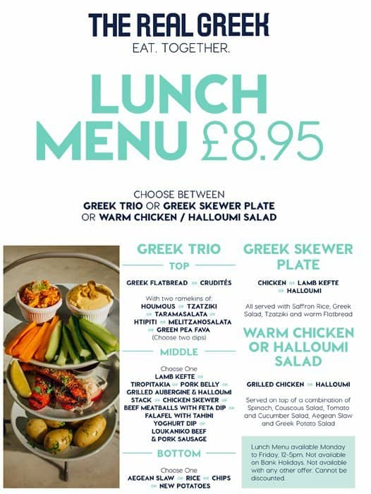 The Real Greek Lunch Menu