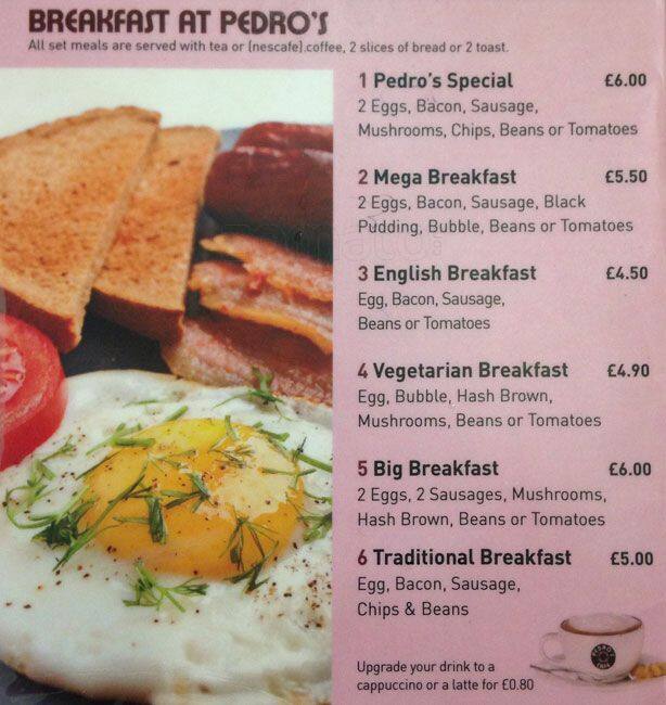 Pedro's Cafe Menu, Menu for Pedro's Cafe, Cricklewood, London Zomato UK