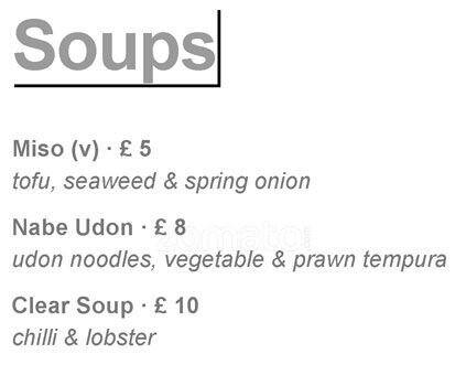 UNI London Restaurant menu