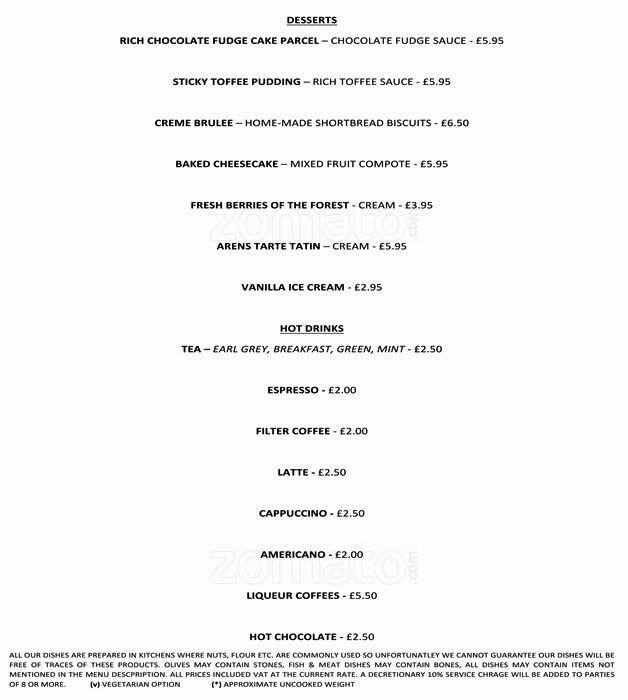 Arens menu